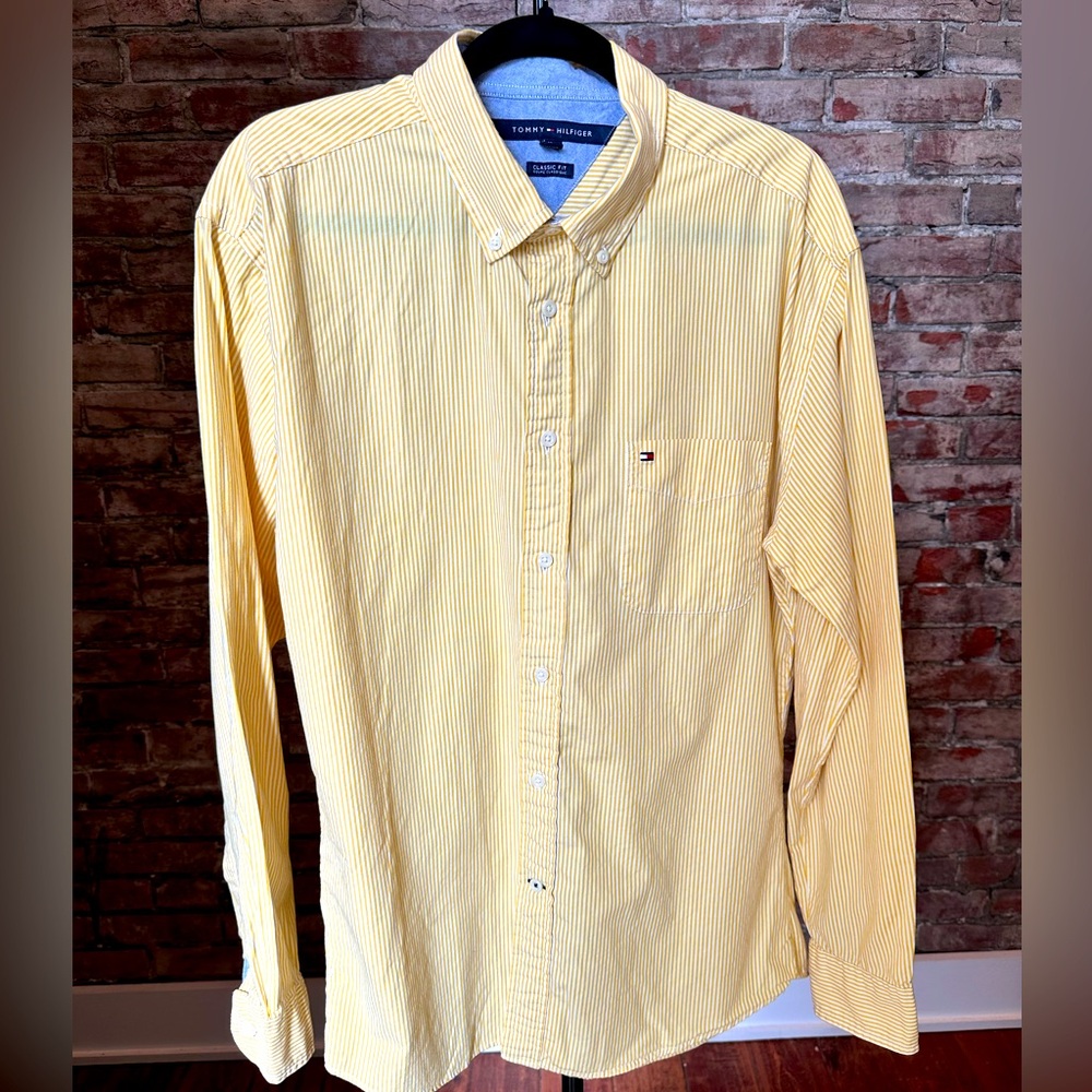 Tommy Hilfiger Yellow Pin Stripe Oxford Shirt